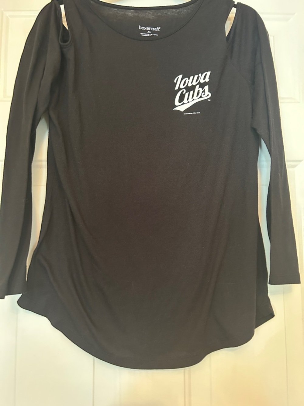 Iowa Cubs LS Cold-Shoulder Top Black Like New Baseball MiLB Sporty